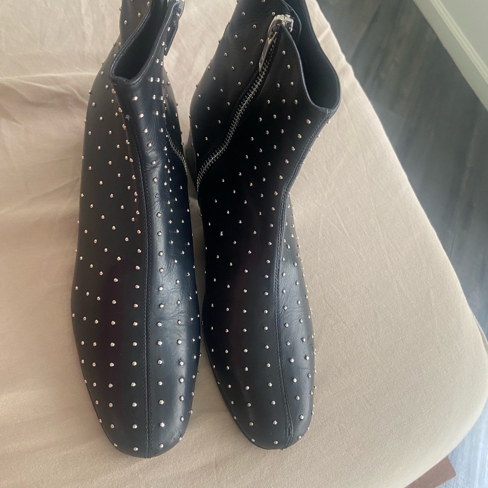 Saint Laurent Black Ankle Boots with Silver Studs - Picture 1 of 10
